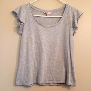 Juicy Couture Scoop Neck Tee with Flutter Sleeve, Light Gray